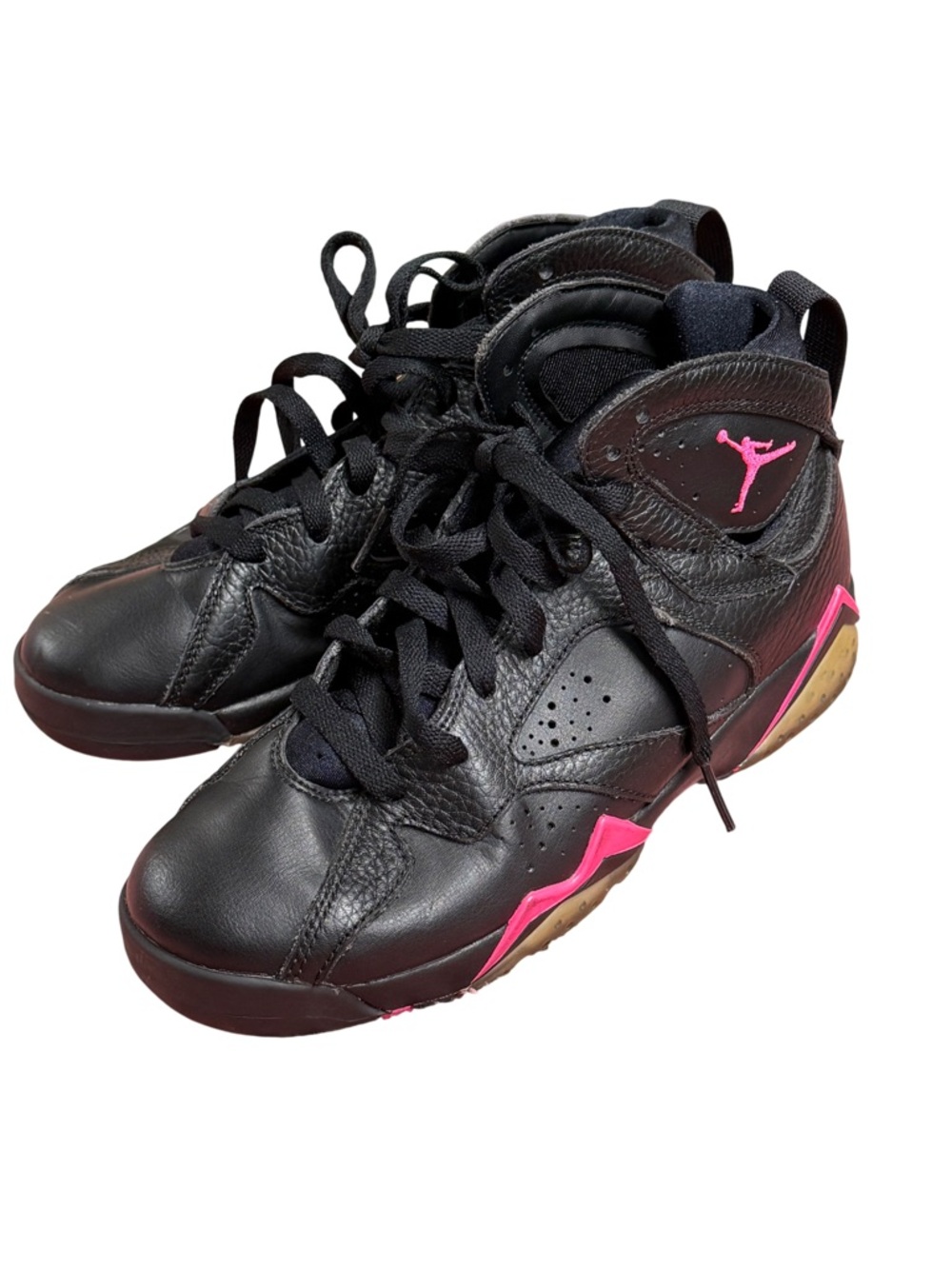 Jordan Black Leather High-Top Sneakers‎ with Pink Accents